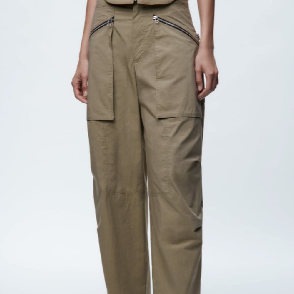 TOPSTITCHED ZIPPERED PANTS - Picture 4 of 5
